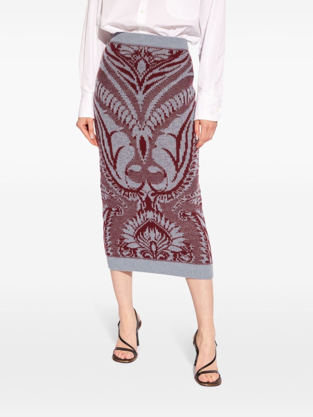 intarsia-knit wool skirt - 3
