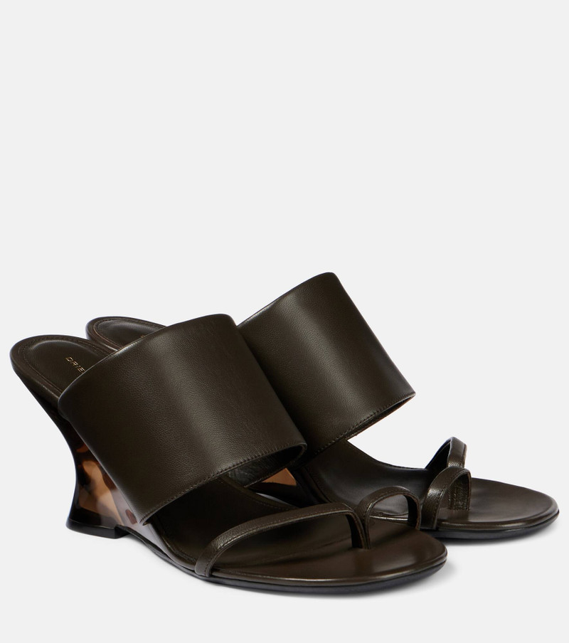Leather wedge mules - 1