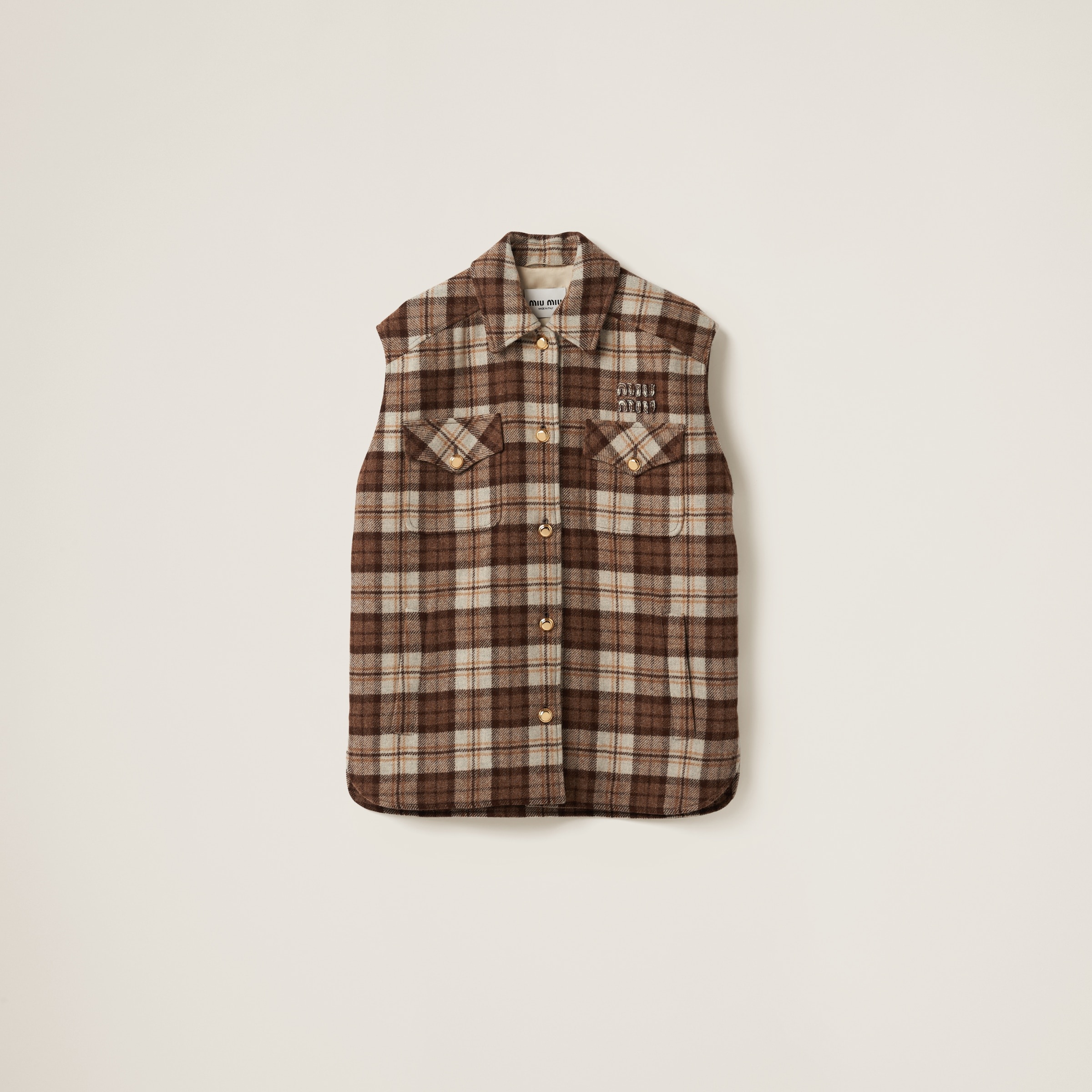 Check blouson vest - 1