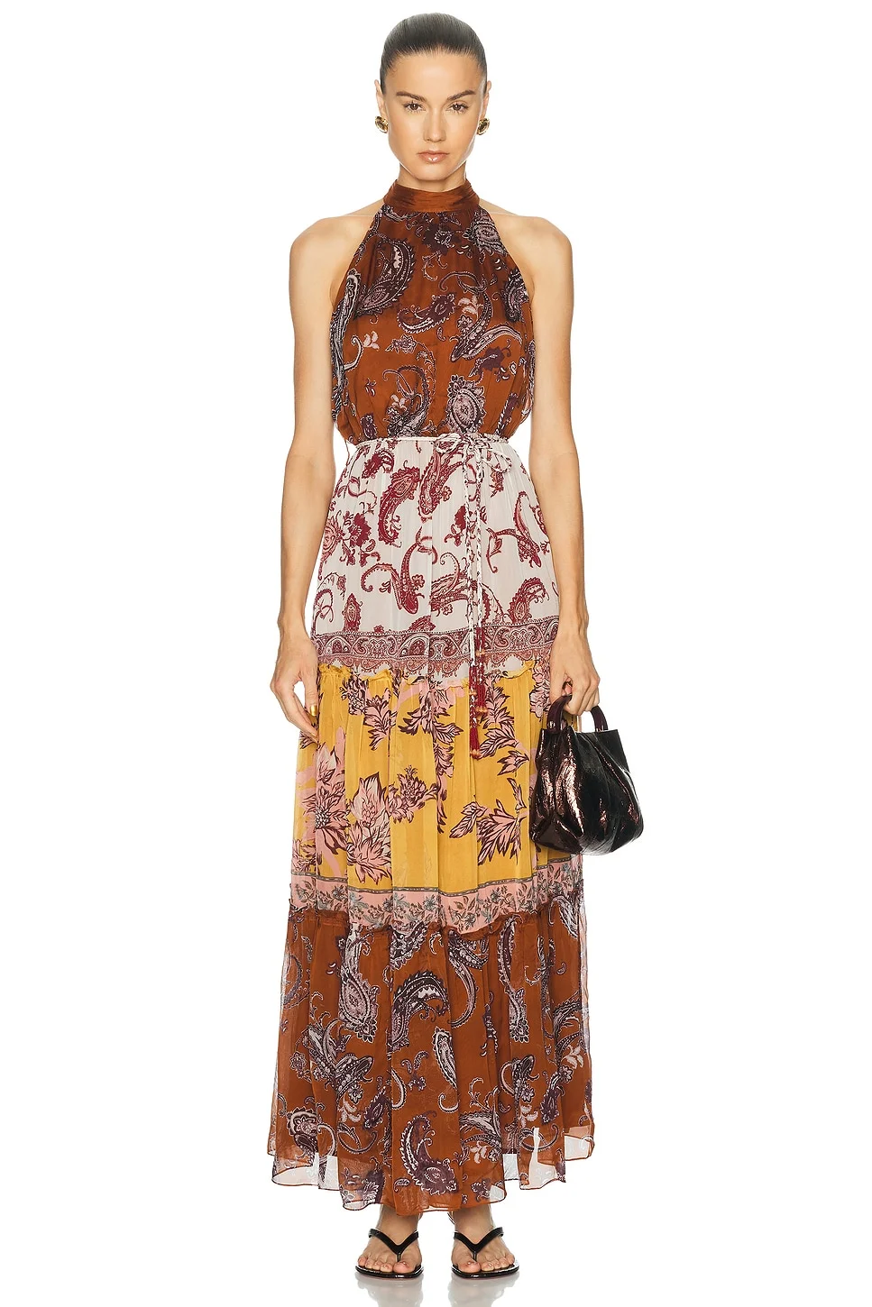Halter Neck Tiered Maxi Dress - 1
