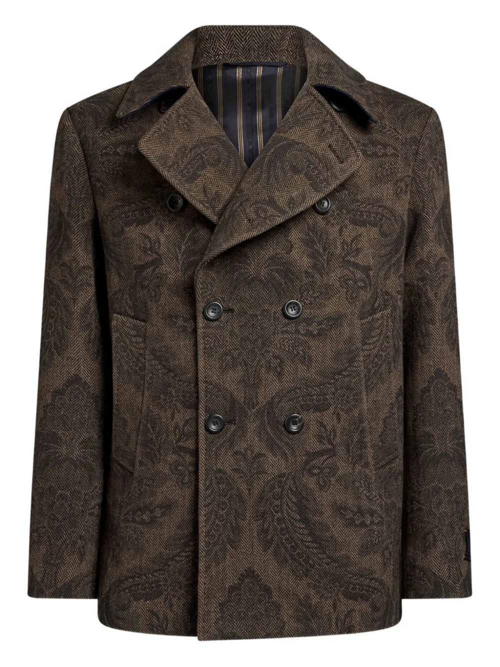 Paisley Print Pea Coat - 1