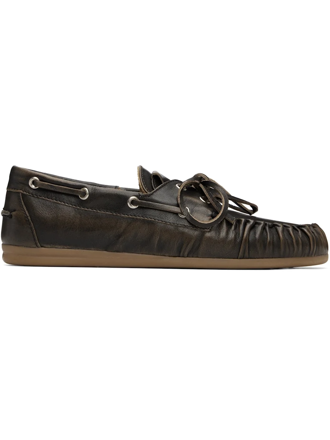 Brown Rowan Vintage Effect Leather Boat Shoes - 1