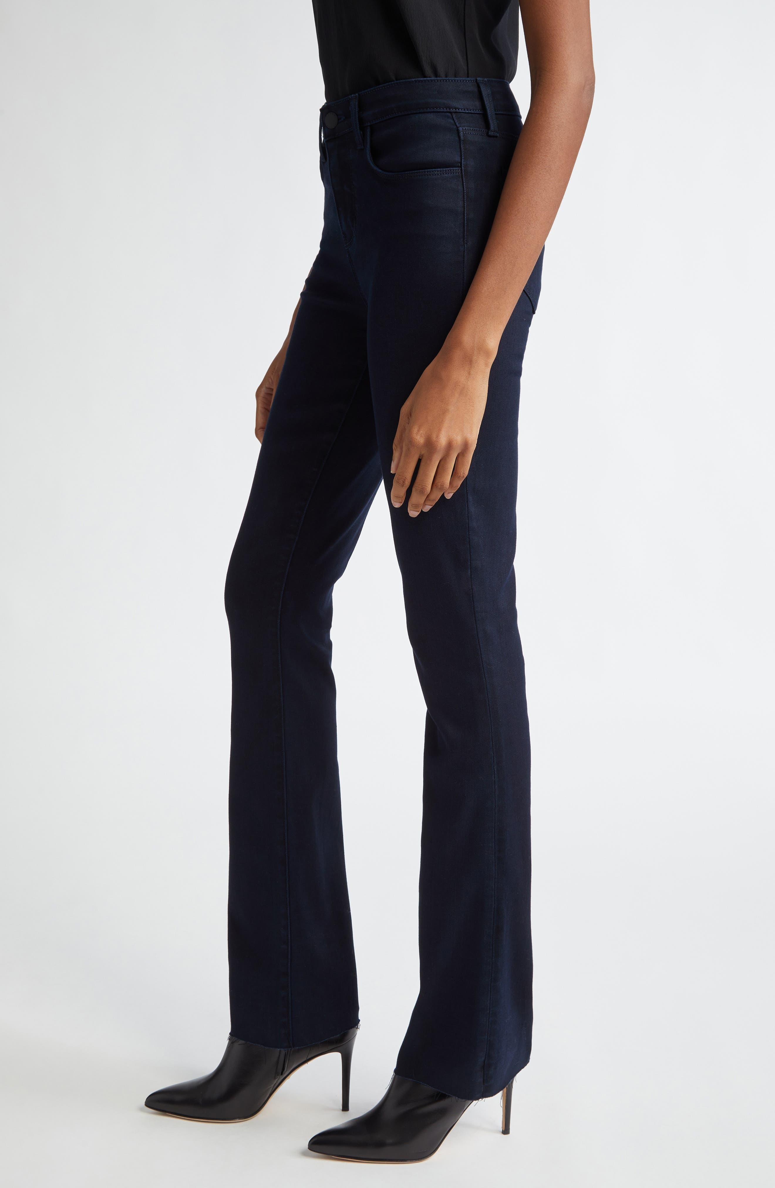 L'AGENCE Ruth Coated High Waist Raw Hem Straight Leg Jeans in Metro Coated at Nordstrom - 4