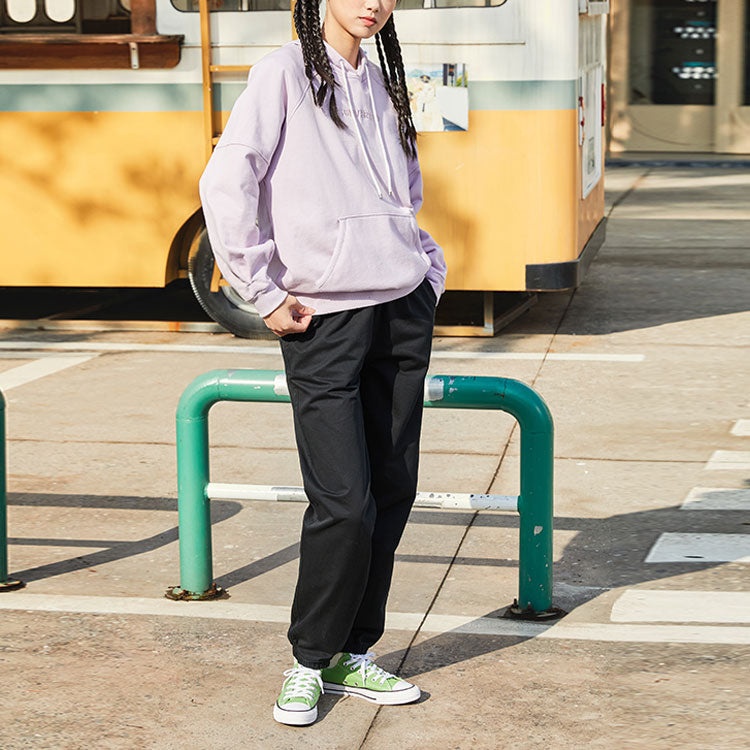 (WMNS) Converse Logo Embroidery Knitting Hoodie Purple 10023945-A03 - 4