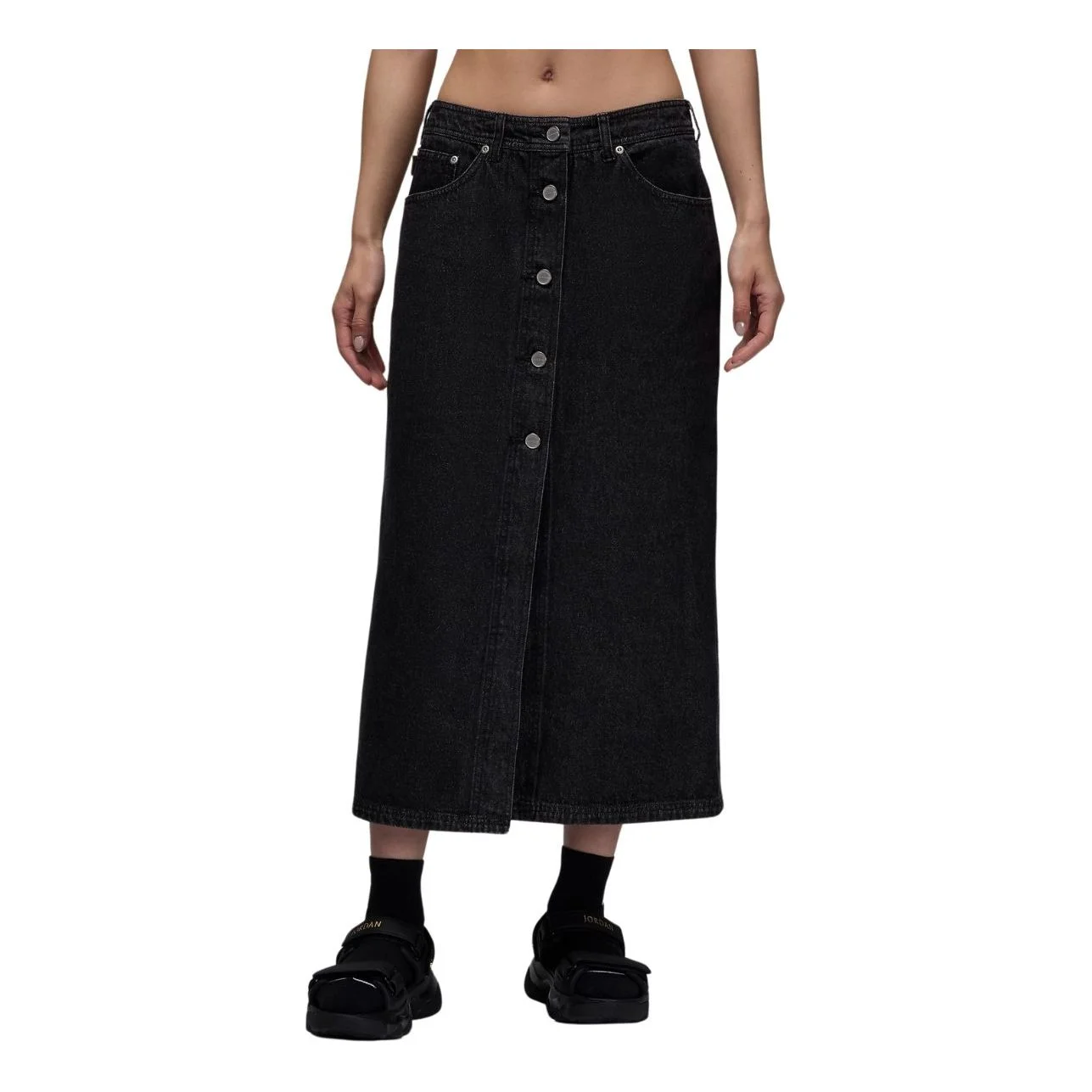 (WMNS) Air Jordan Denim Skirt Asia Sizing 'Black' FV7096-010 - 1