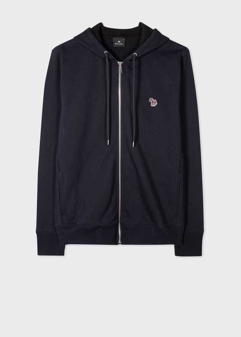 Dark Navy Cotton Zip-Front Hoodie & White T-Shirt Zebra Set 4