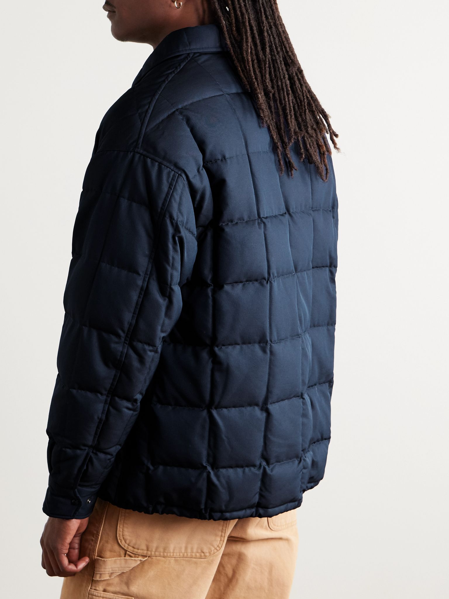 Coach Appliquéd Quilted Wool and Silk-Blend Twill Down Jacket Navy - 3