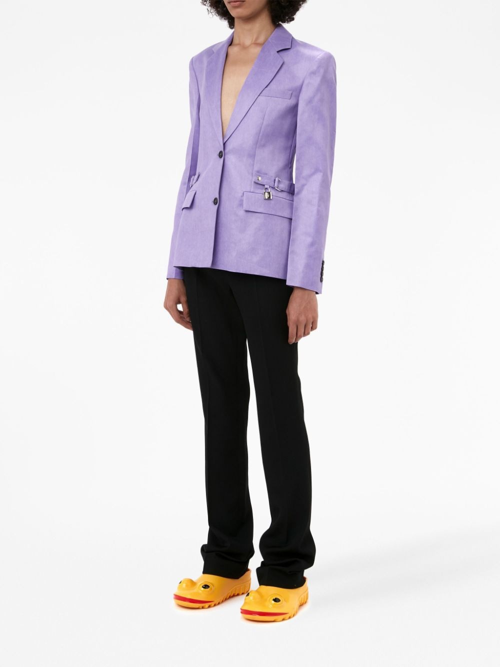 notched-lapels button-fastening blazer - 2