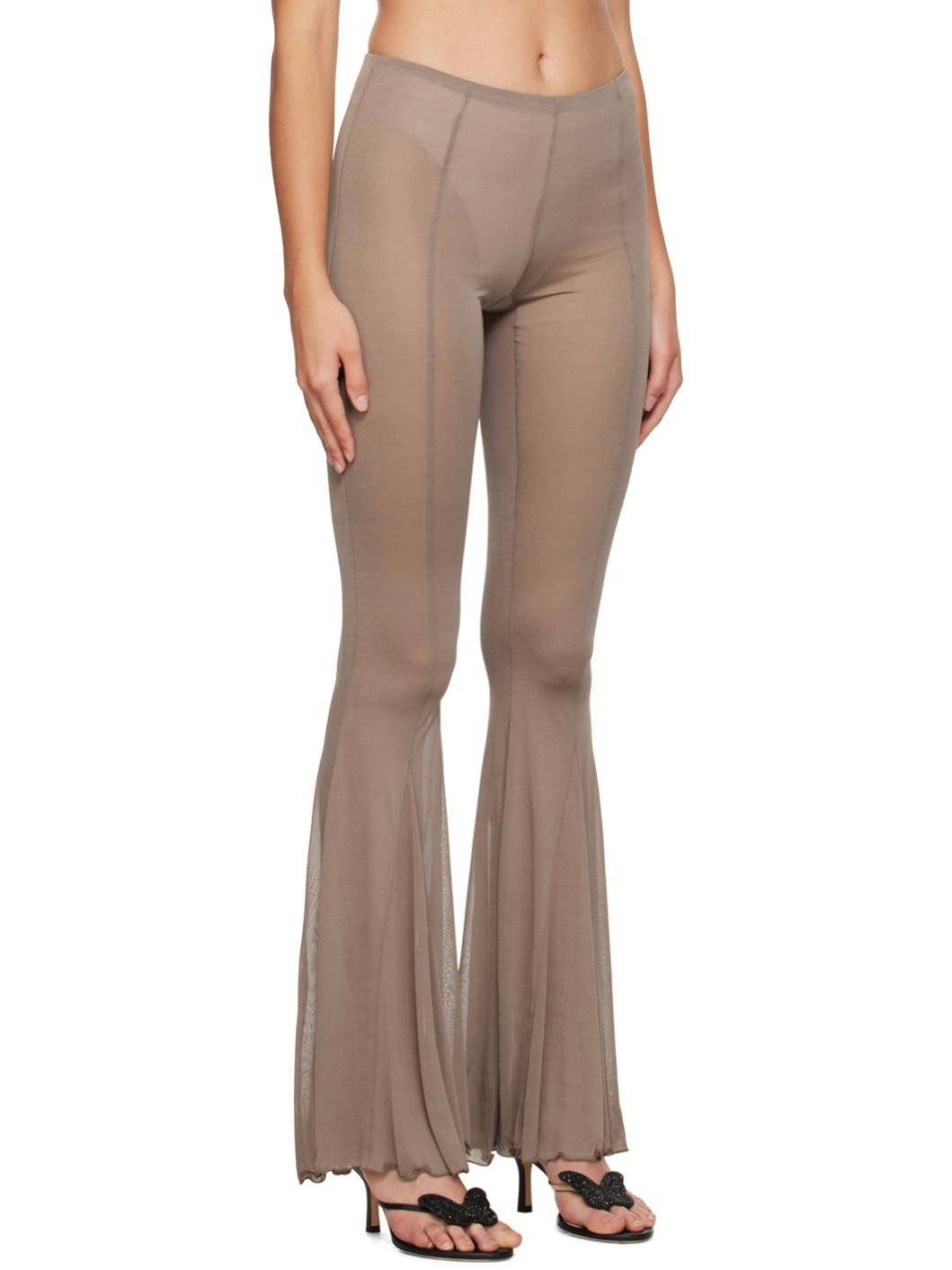 Taupe Flare Trousers - 2