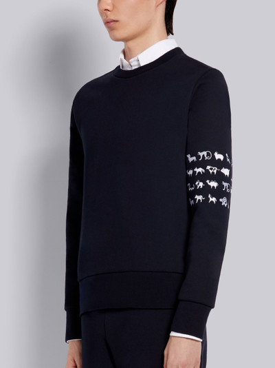 Thom Browne Navy Classic Loopback Relaxed Fit Animal Icon 4-Bar Crewneck Sweatshirt outlook