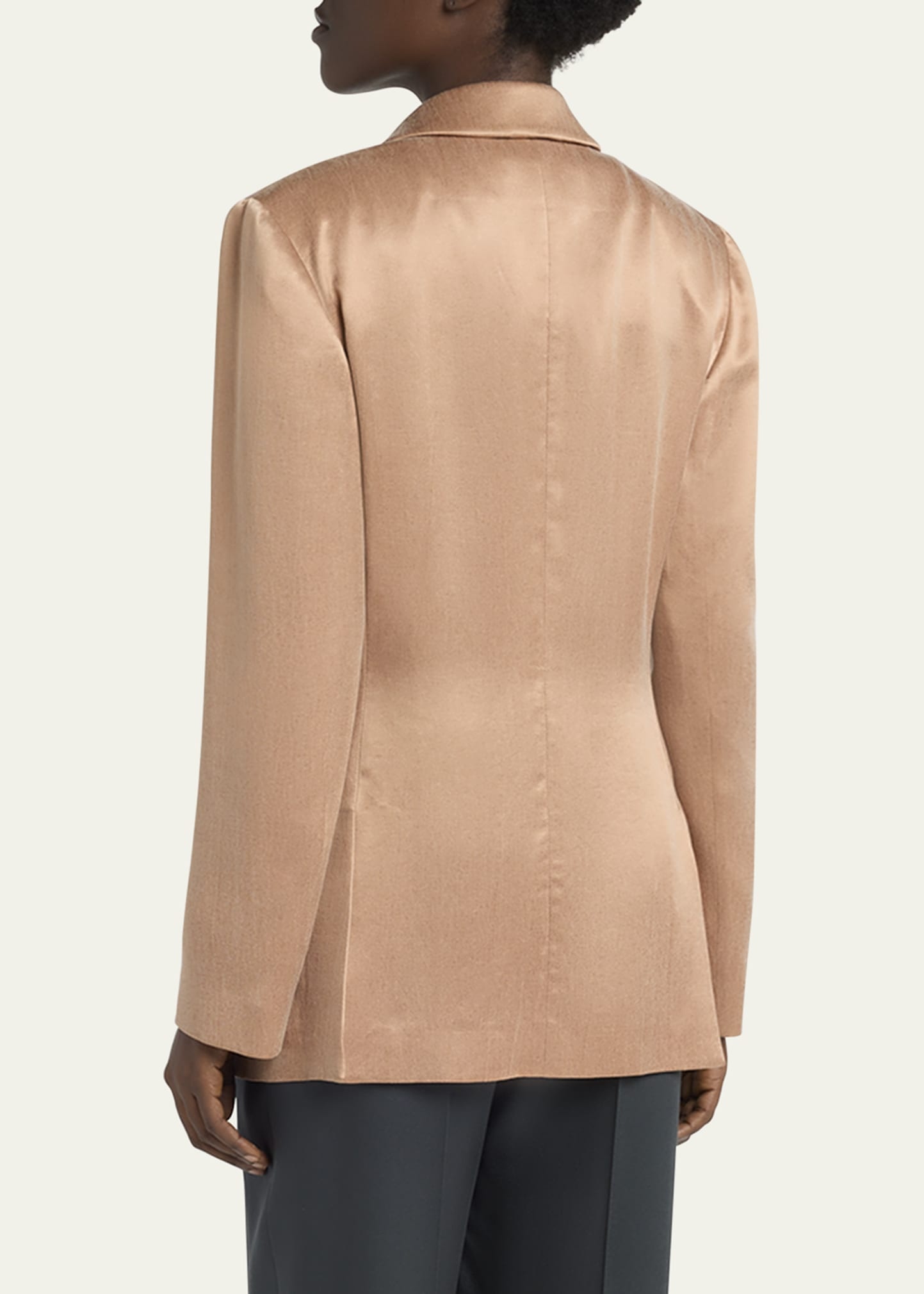 Cupro Double-Breasted Blazer Jacket - 3