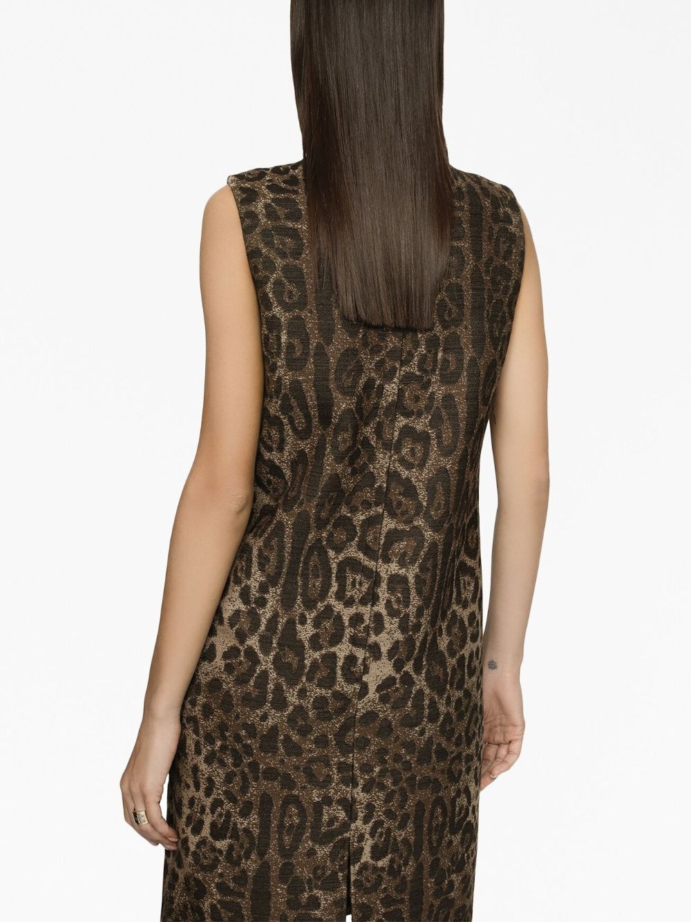 leopard-jacquard mid-length dress - 6