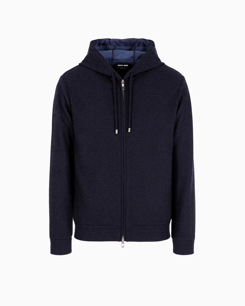 Giorgio Armani Vicuña sweatshirt with hood in cashmere and vicuña 1