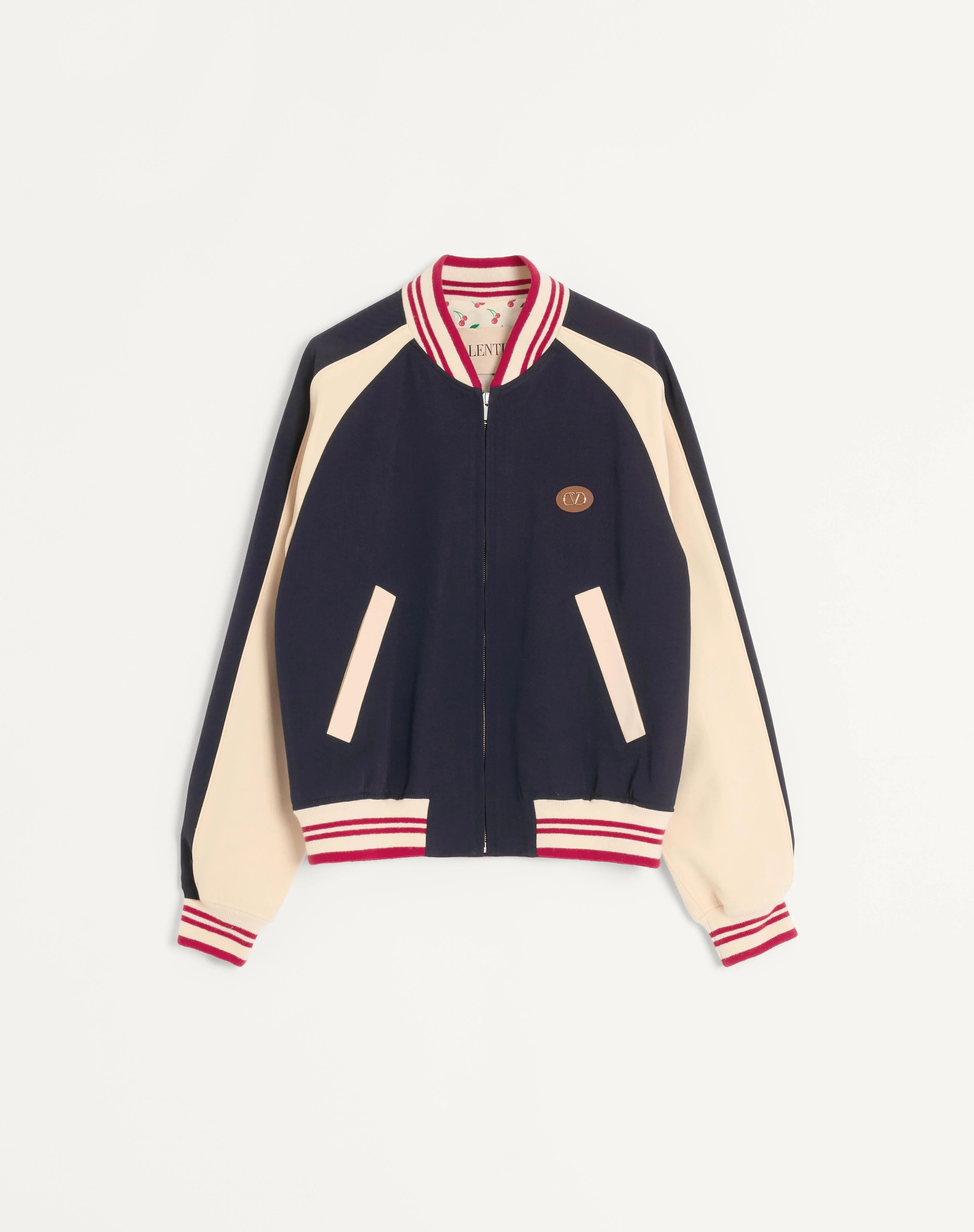 WOOL AND COTTON BOMBER JACKET WITH VLOGO AND CHAT DE LA MAISON PATCH - 1