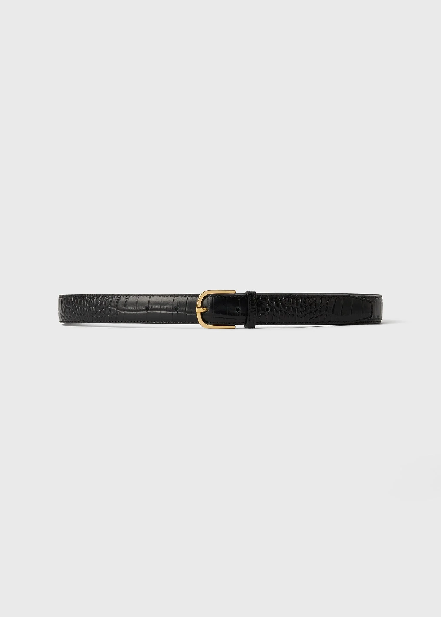 Slim trouser leather belt black croco - 1