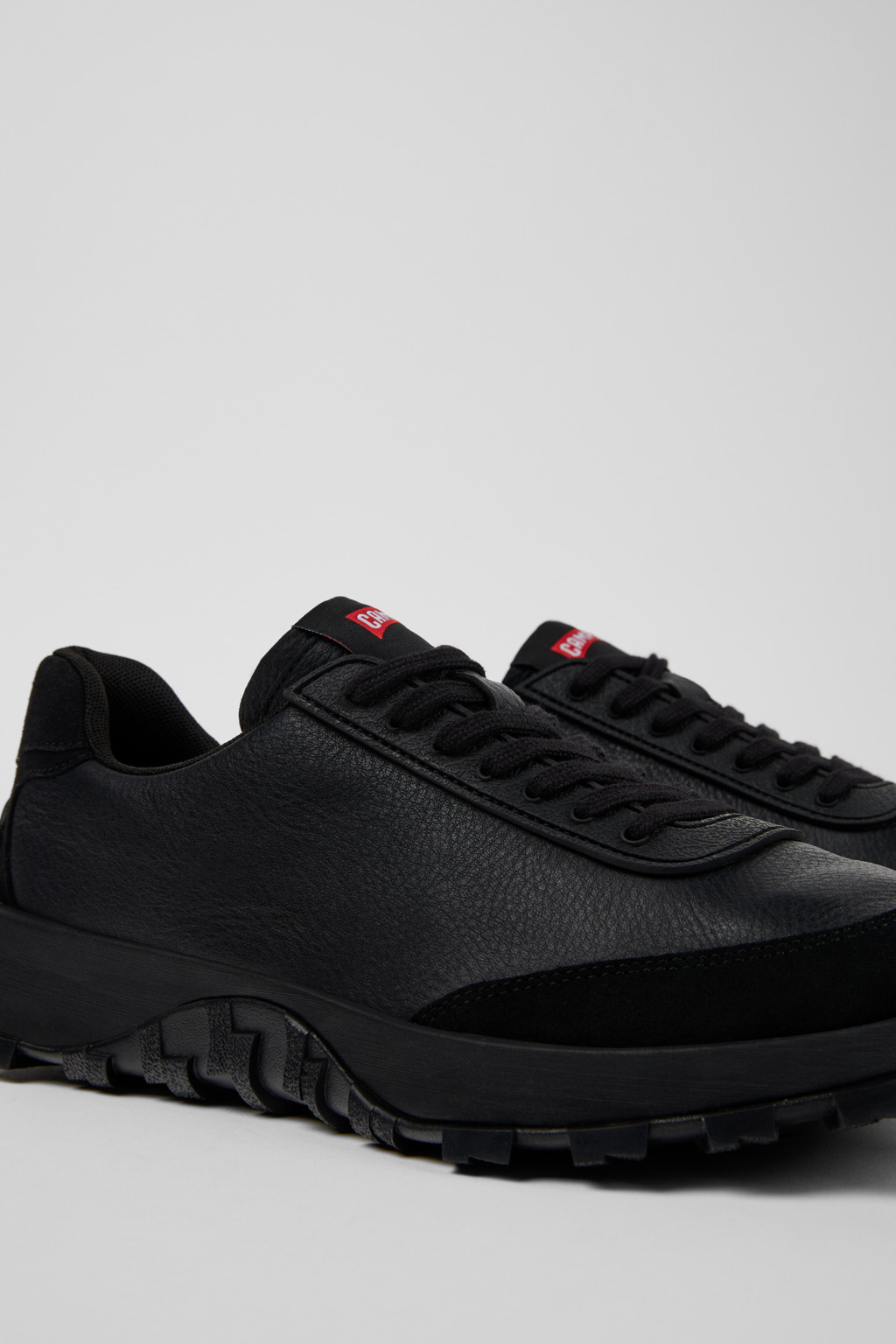 Black Leather and Nubuck Sneakers for Men. - 2