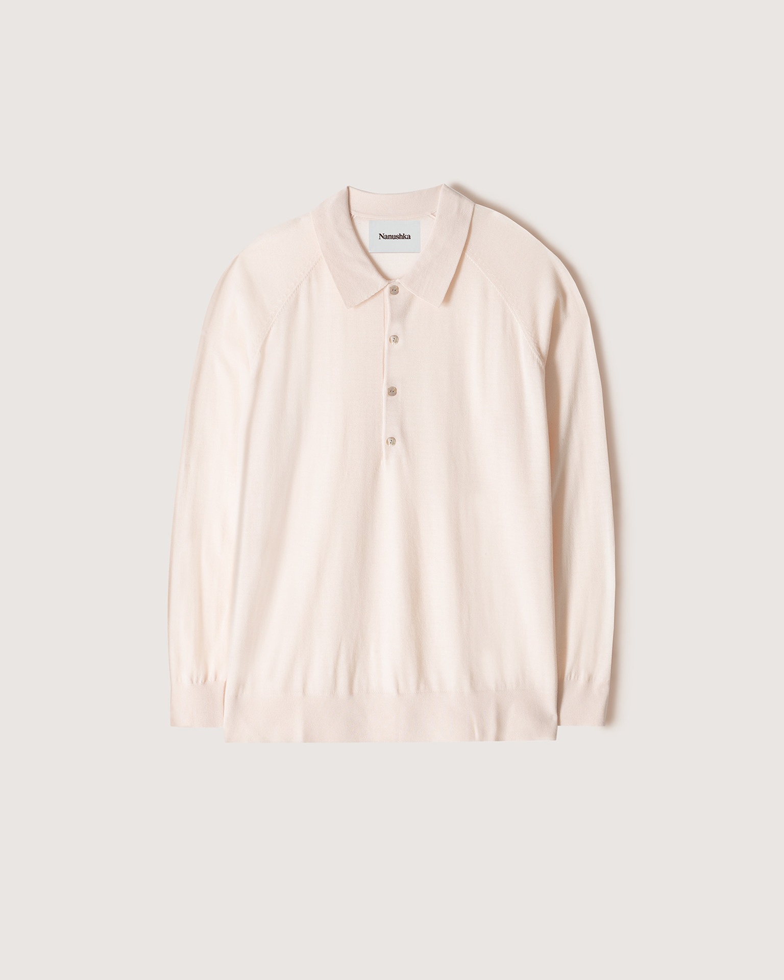 PLATO - Merino wool polo shirt - Creme - 1