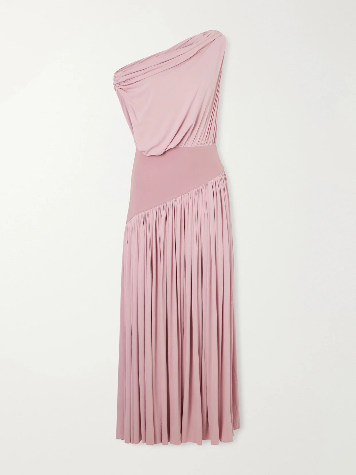 Gwen Asymmetric Draped Jersey-trimmed Stretch-bamboo Maxi Dress - 1