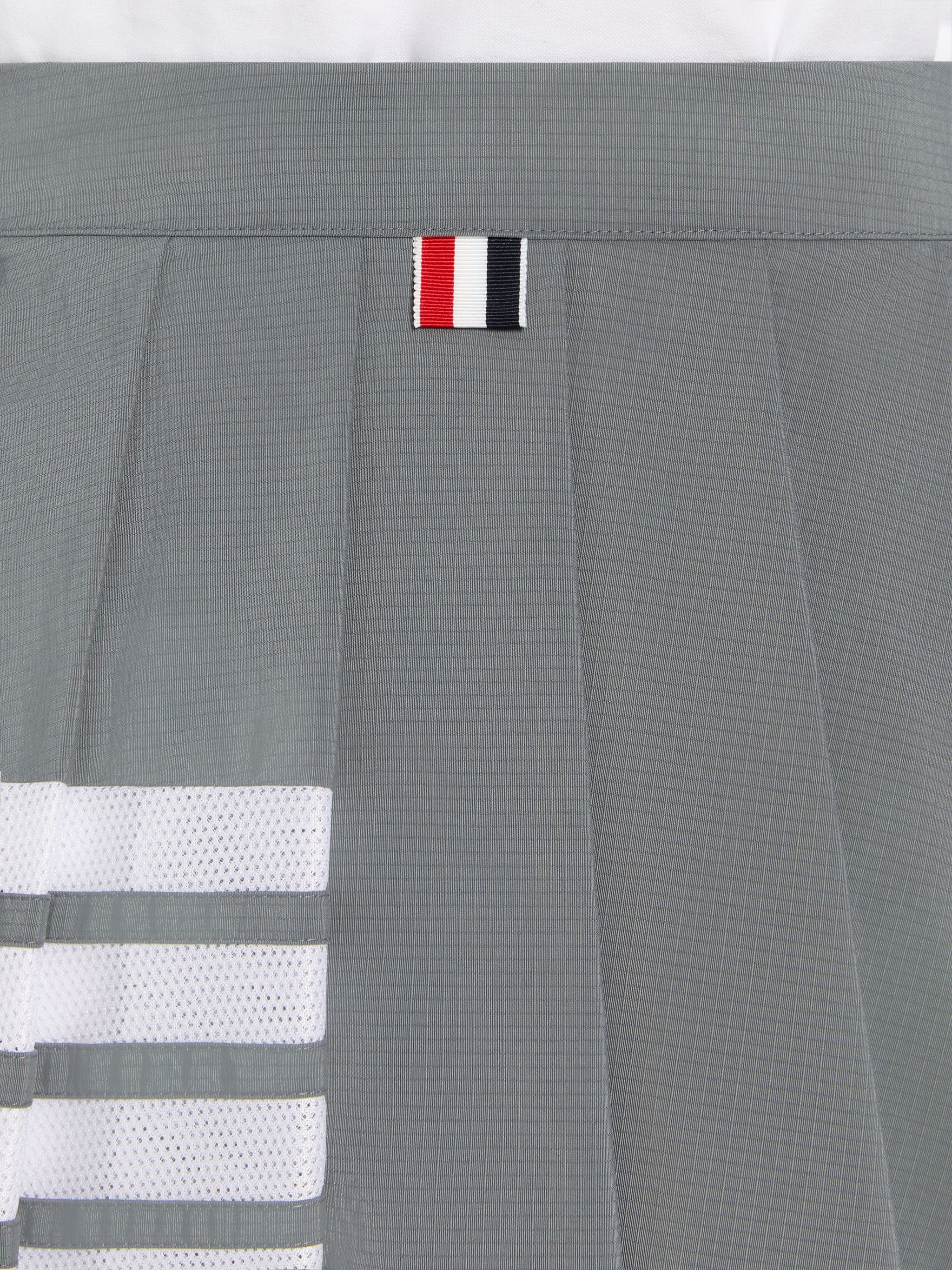 Medium Grey Ripstop Mesh 4-Bar Dropped Back Pleated Mini Skirt - 6