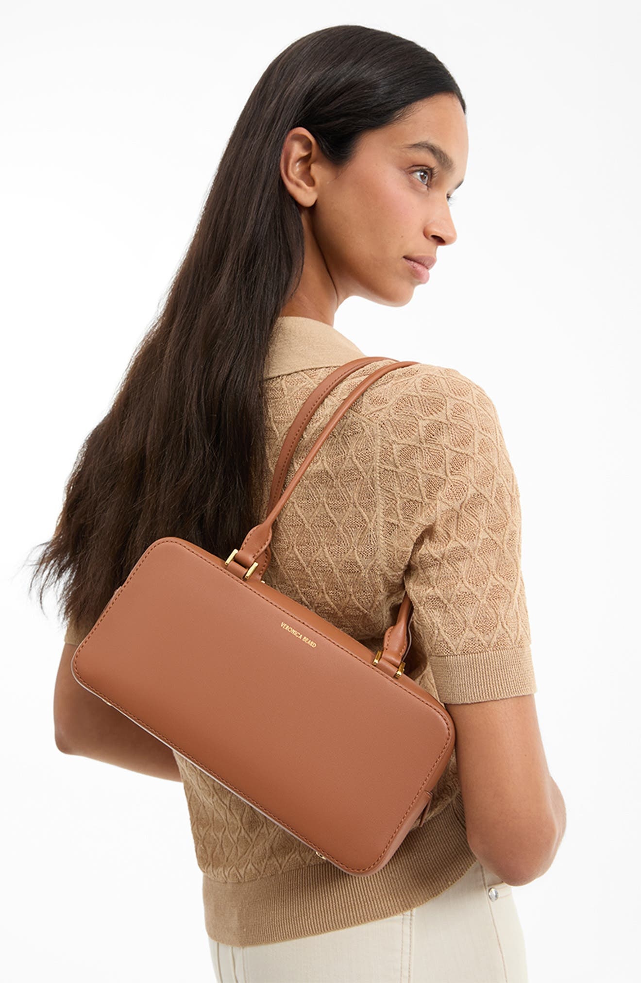 Veronica Beard Boxy Leather Shoulder Bag in Hazelwood at Nordstrom - 5