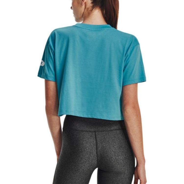 (WMNS) Under Armour Rest Day Crop T-shirt 'Teal' 1376747-433 - 5