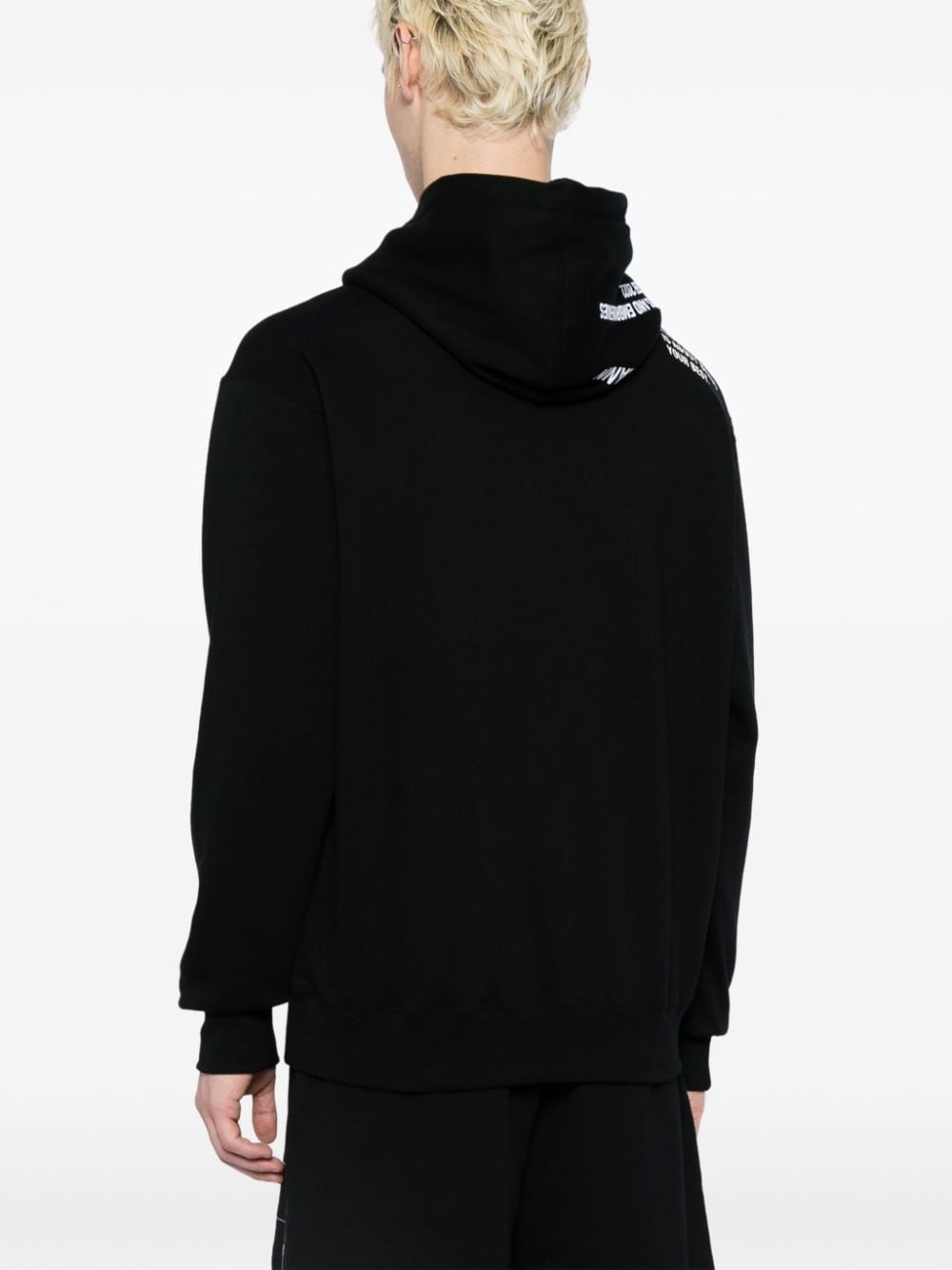 text-print cotton hoodie - 4