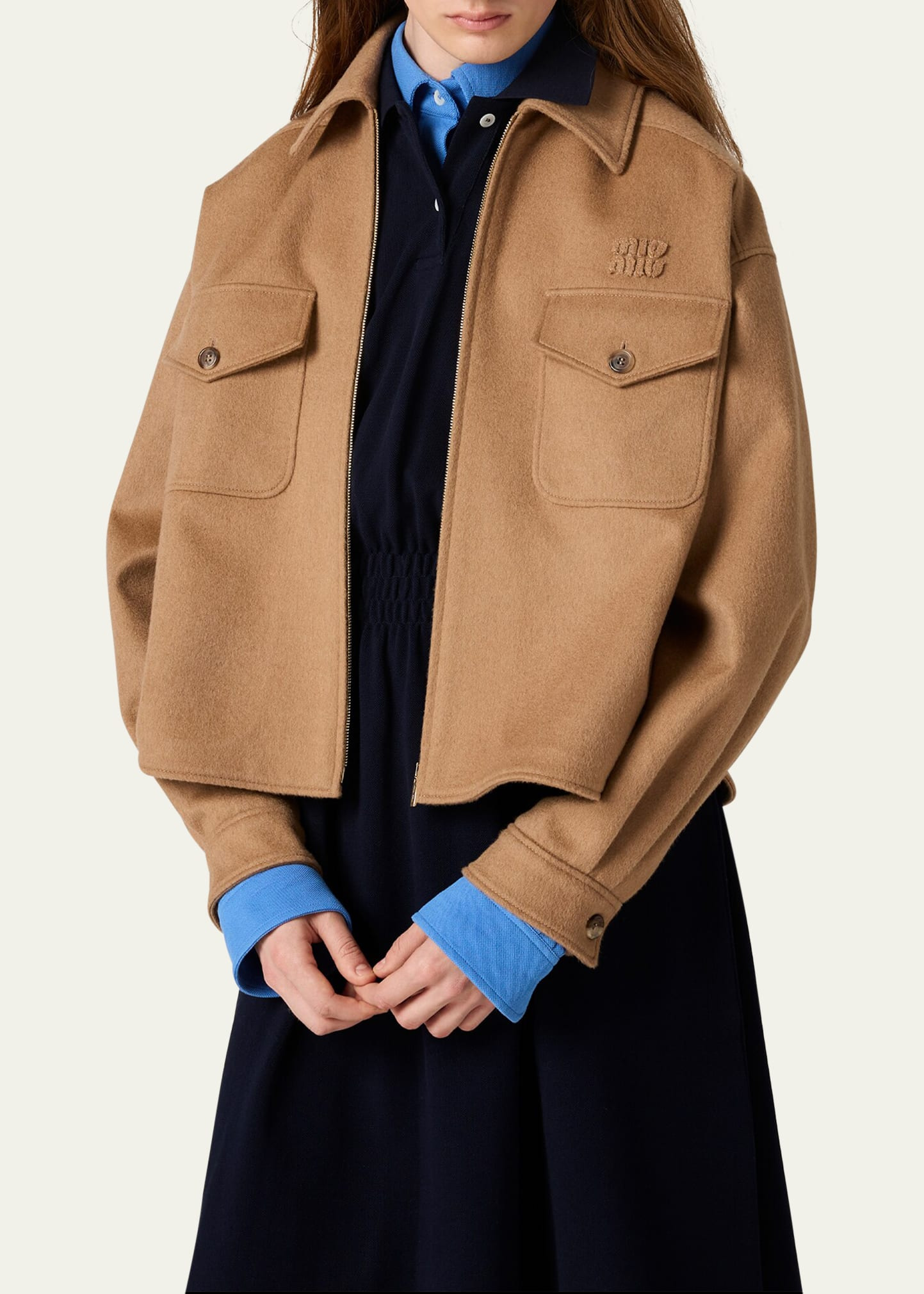 Boxy Cropped Camel Hair Jacket - 3