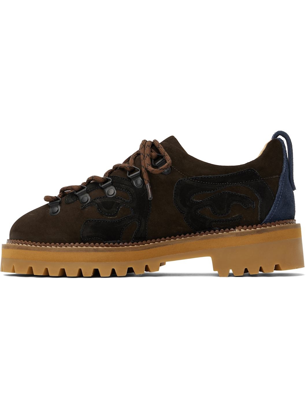 Brown Patchwork Eye Low Hiking Boots - 3