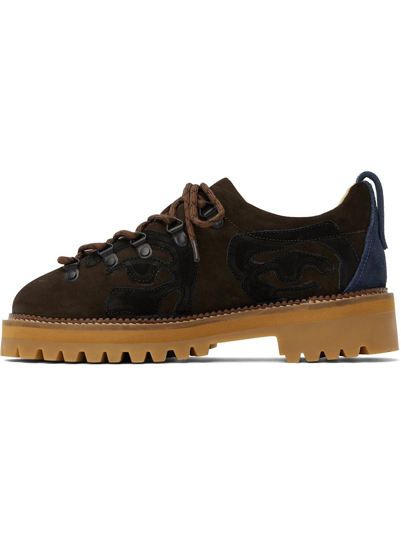 Brown Patchwork Eye Low Hiking Boots 3
