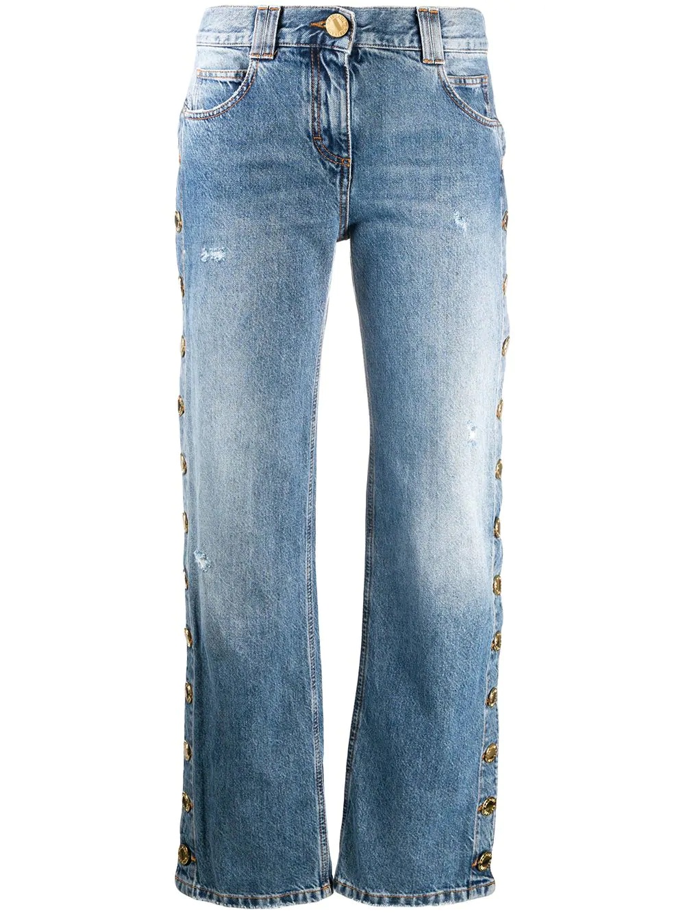 buttoned straight-leg jeans - 1