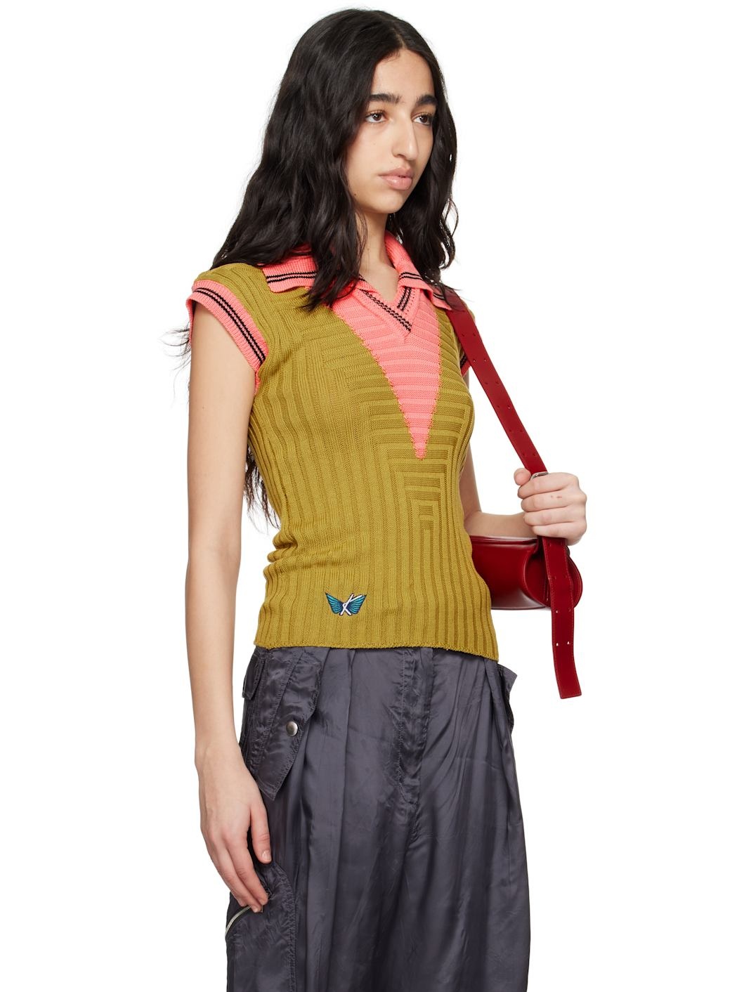 Green & Pink Quimby Sleeveless Knit Polo - 2