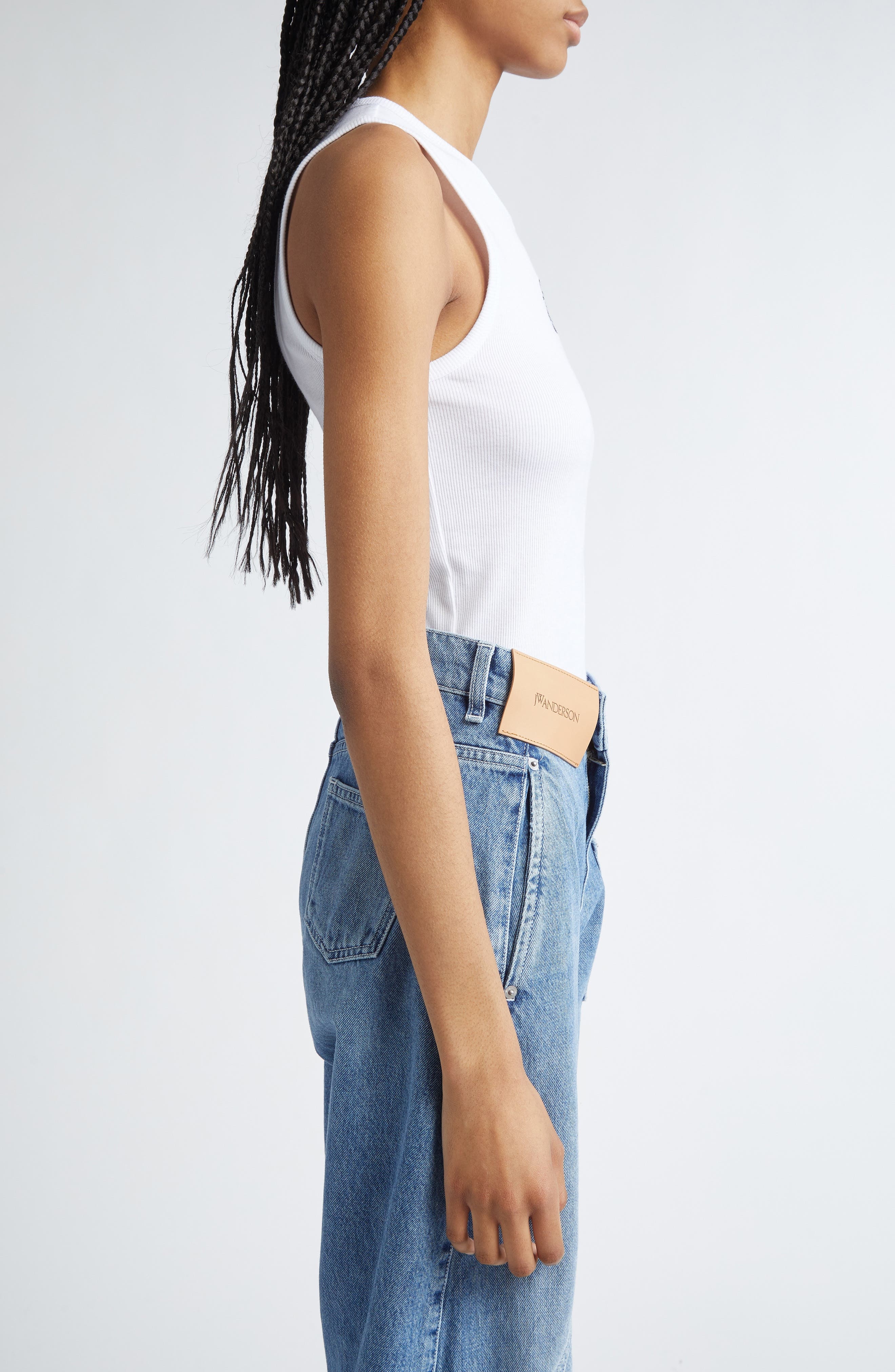 JW Anderson Anchor Logo Embroidered Tank in White at Nordstrom - 3