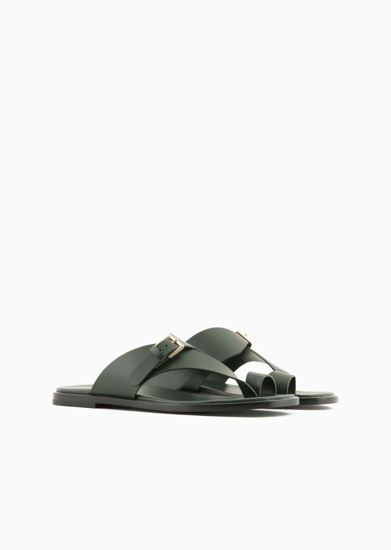Leather flip-flop sandals with buckle - 2