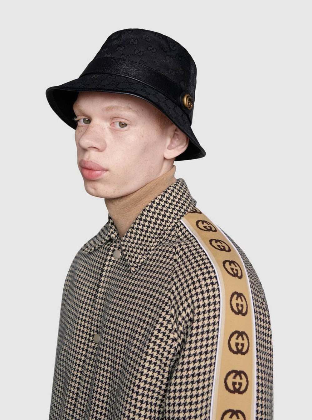 Gucci Men Gucci Man's Gg Fabric Black Cloche Hat - 4