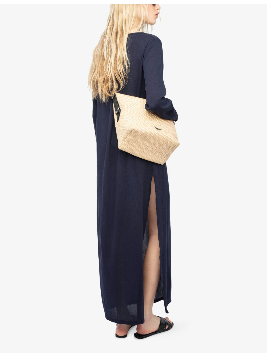 Delia Brooch-Embellished Long-Sleeve Cotton-Blend Maxi Dress - 4