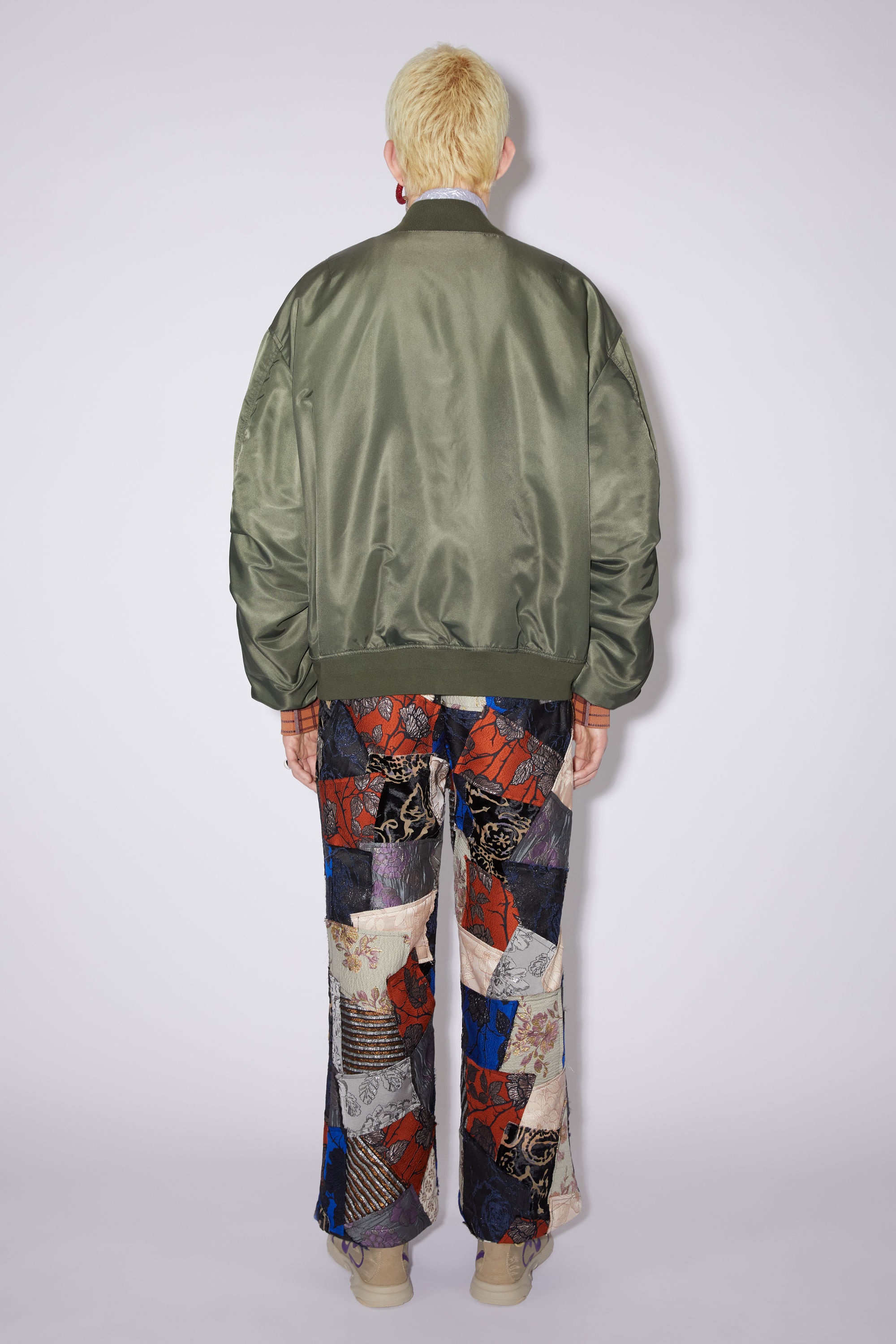 Satin bomber jacket - Olive green - 3