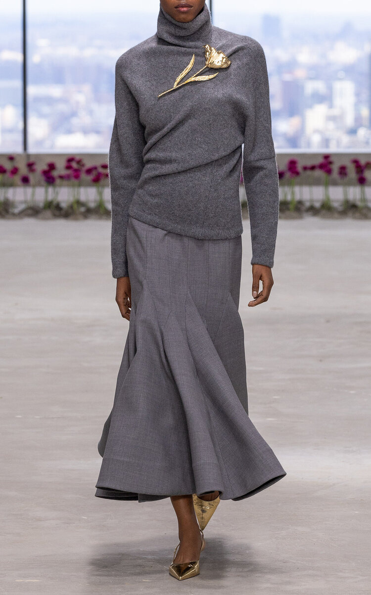 Asymmetric Turtleneck Wool Sweater grey - 5
