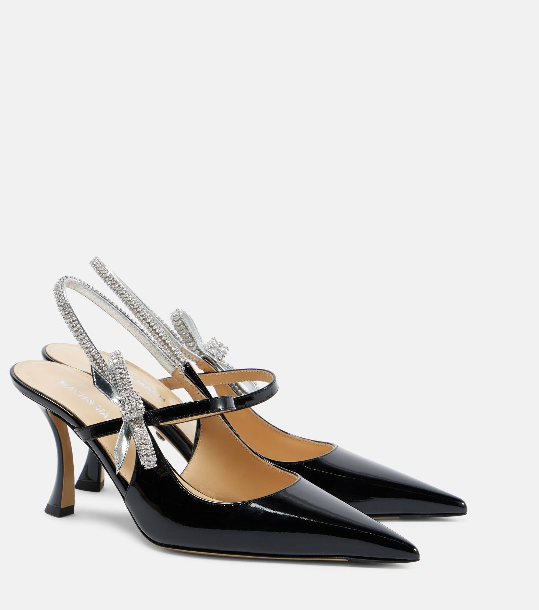 Crystal Cube embellished leather pumps - 1