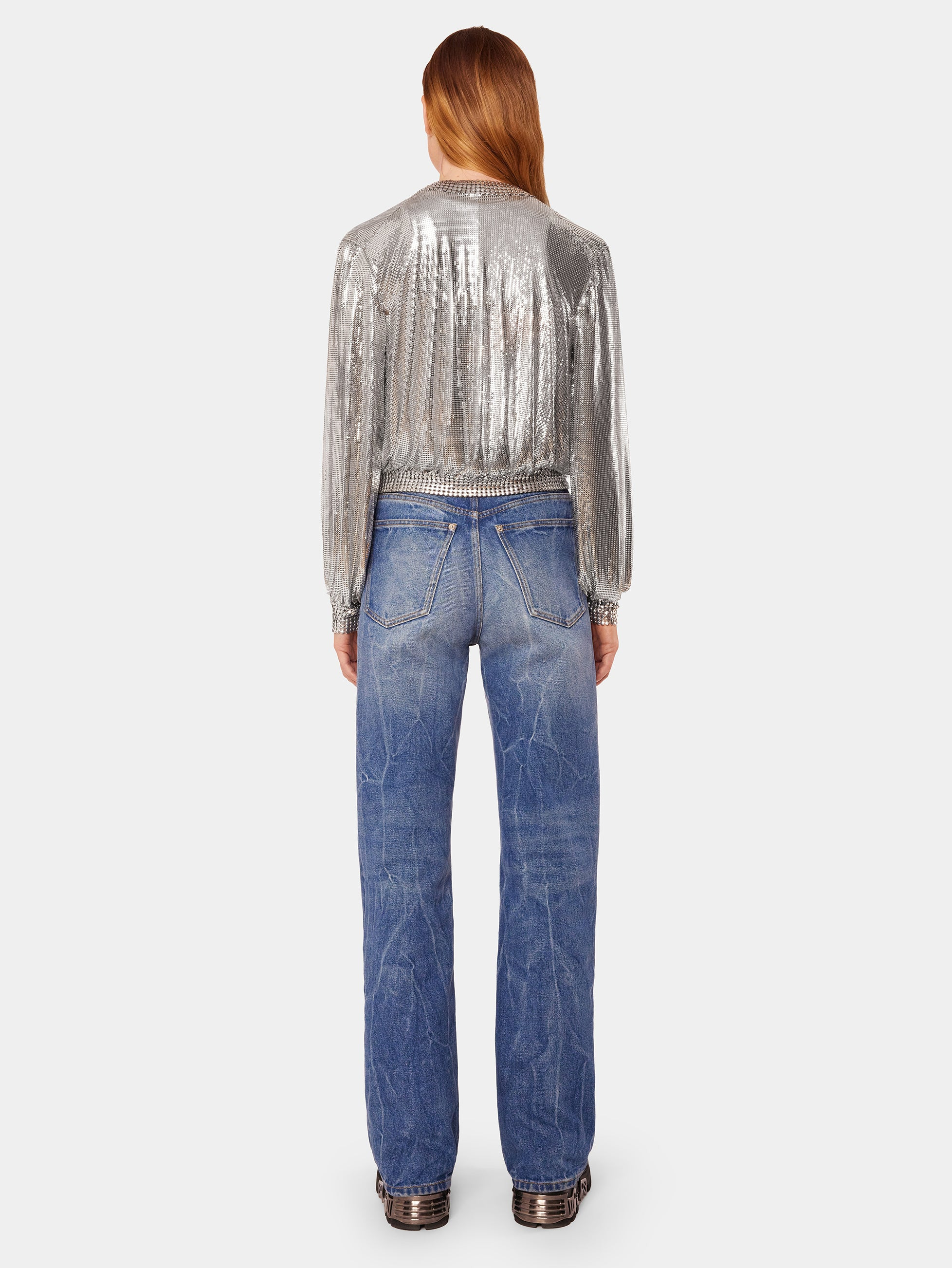 SILVER KNIT BOMBER JACKET - 5