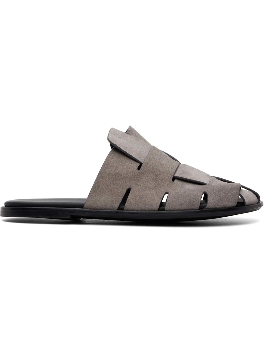 Gray Dira Slim Suede Mule Loafers - 1