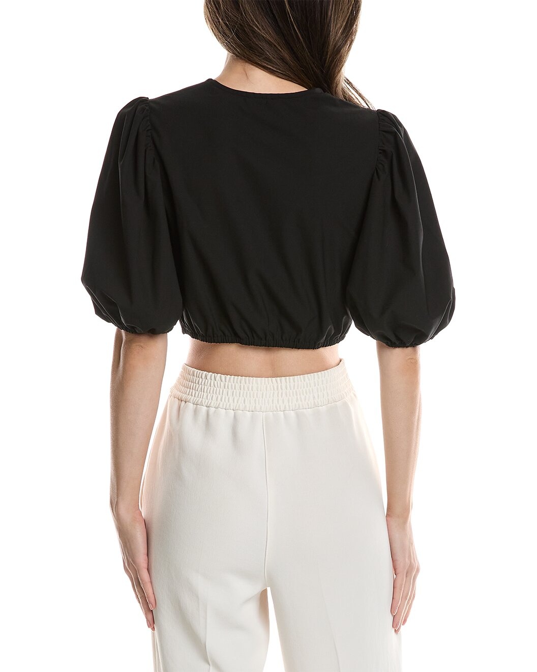 GANNI Drapey Melange Cropped Zipper Blouse - 2