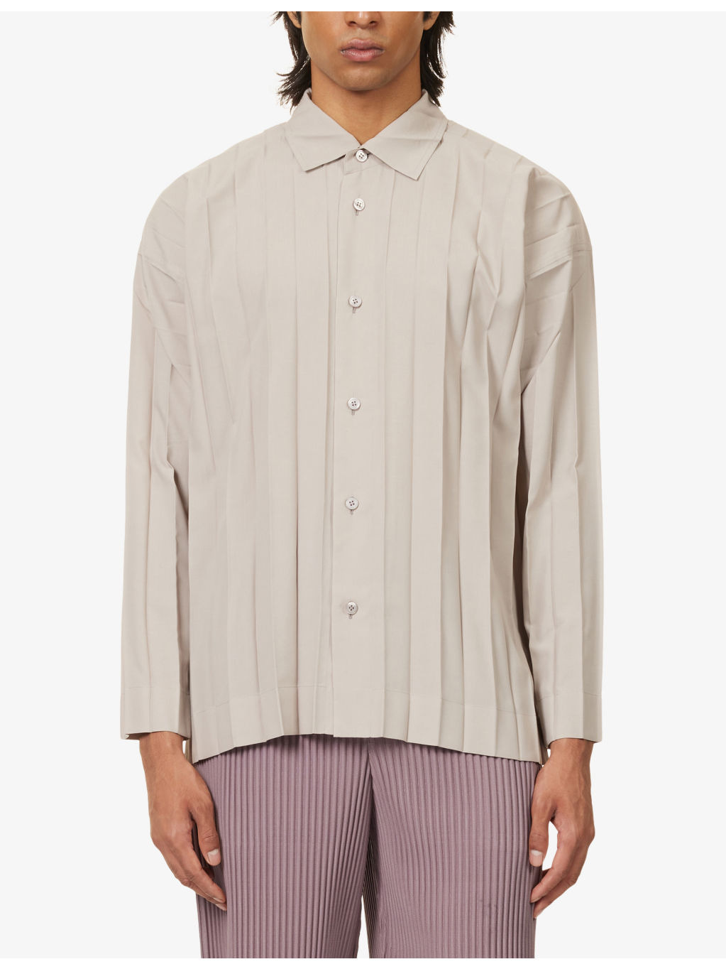 Edge Long-Sleeves Knitted Shirt - 3