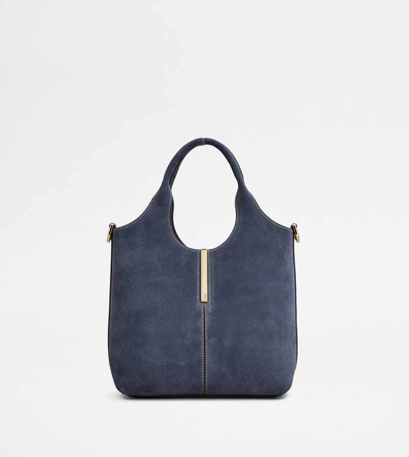 TOTE SHOPPING BAG IN SUEDE MINI - BLUE 1