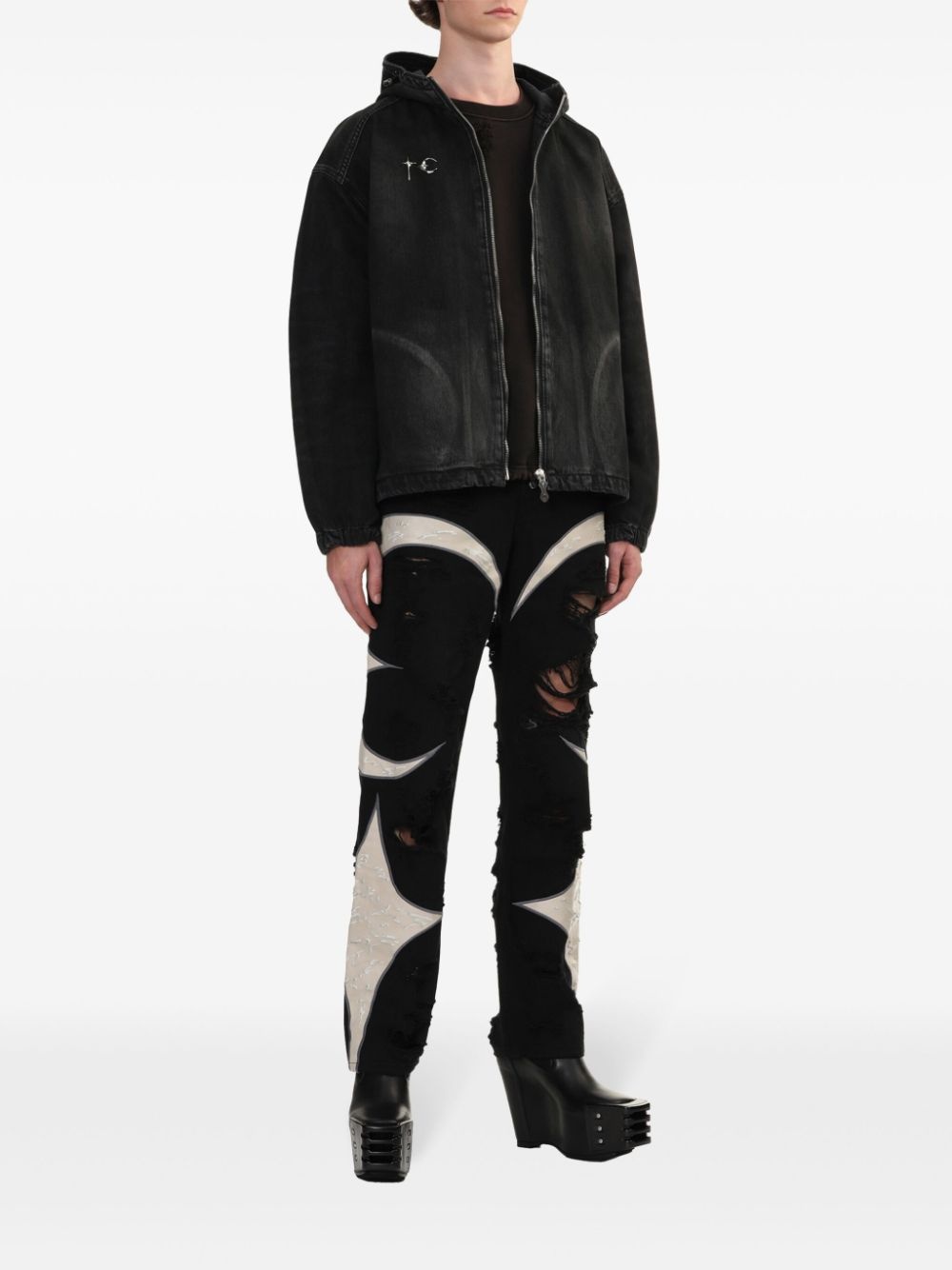 ripped straight-leg trousers - 2