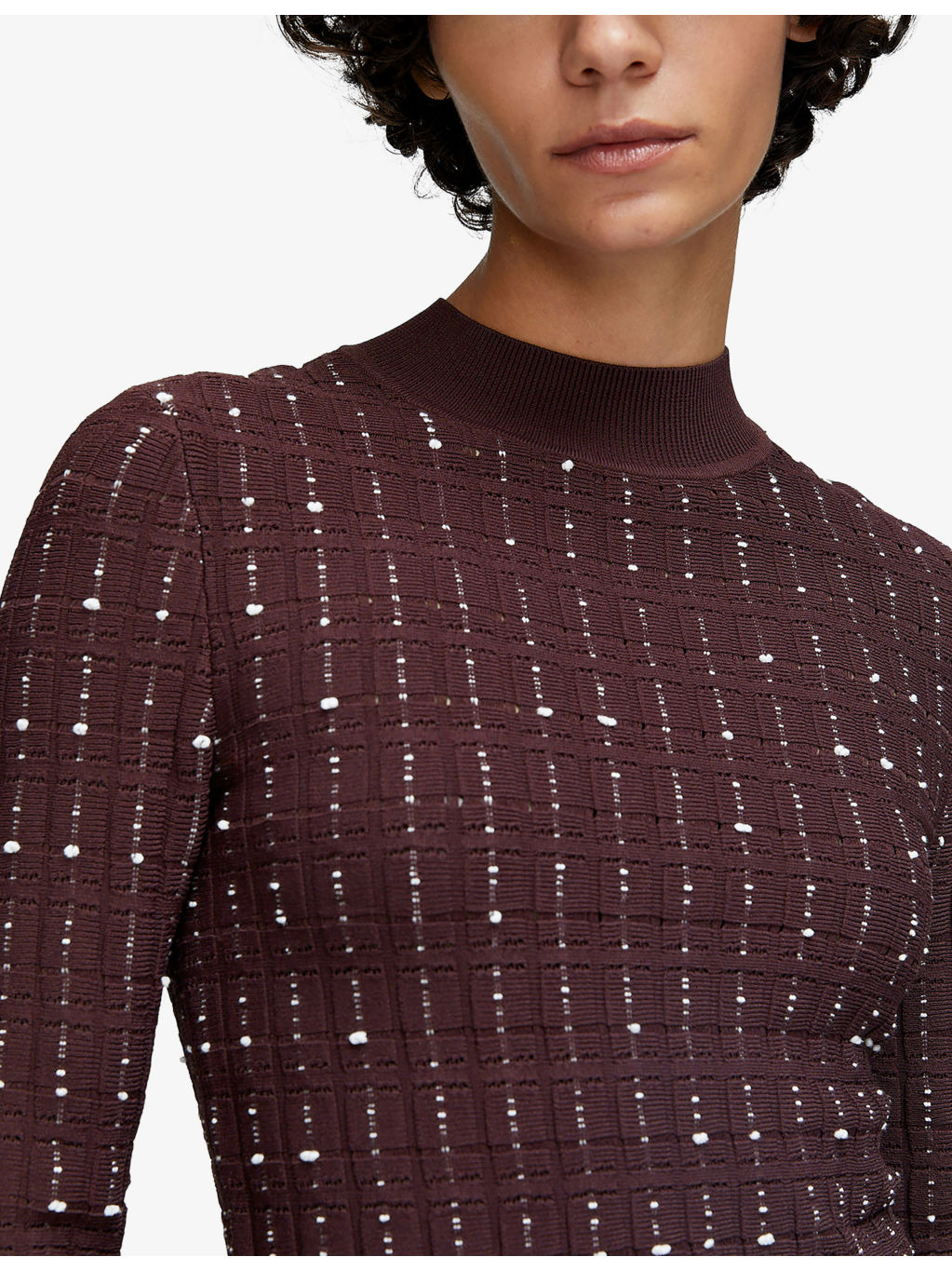 Fragmented Stripe Mock-Neck Stretch-Knit Top - 5