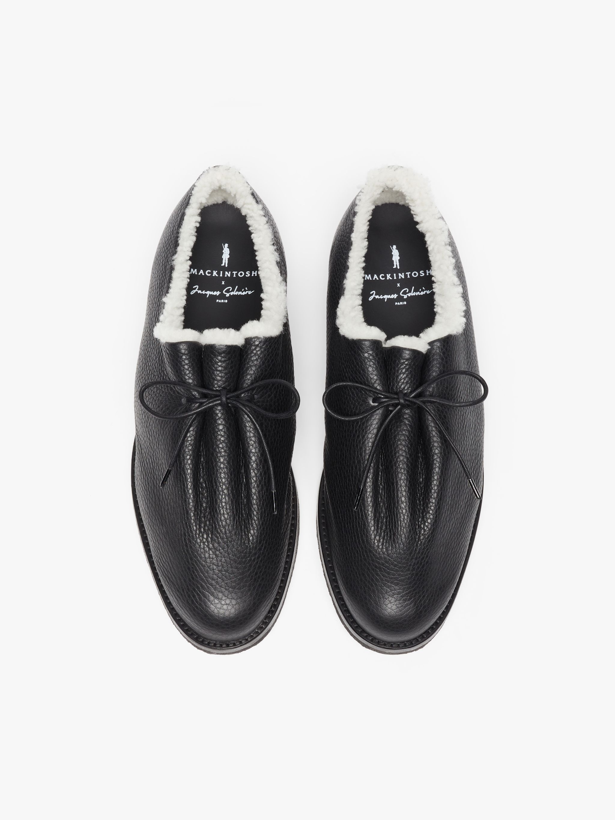 JACQUES SOLOVIÈRE BLACK SHEARLING SUEDE LACE-UP SHOES - 3