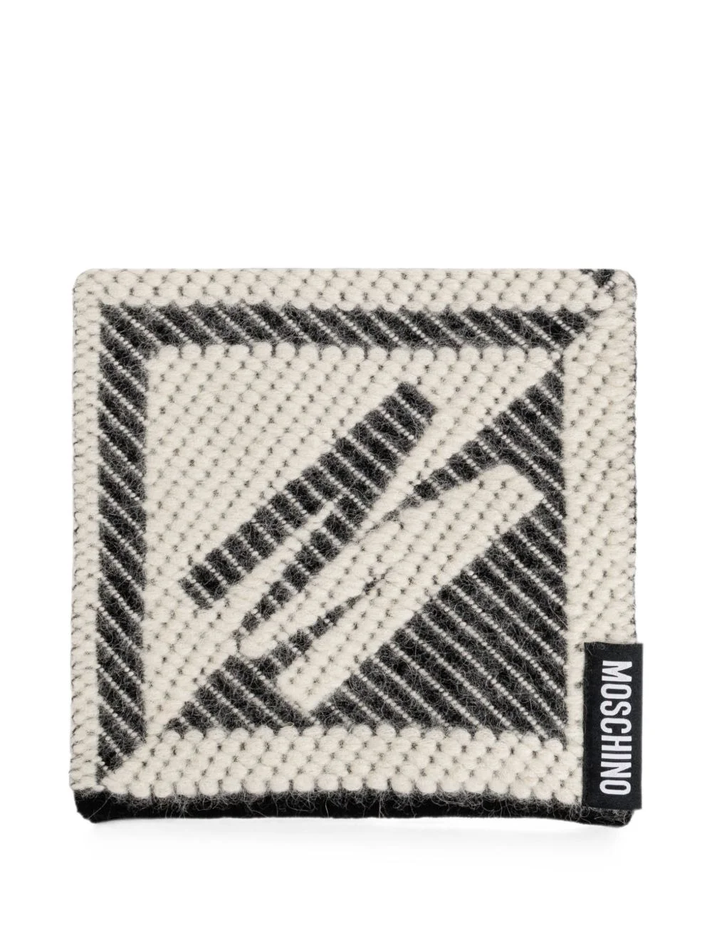 geometric-pattern logo-patch scarf - 1
