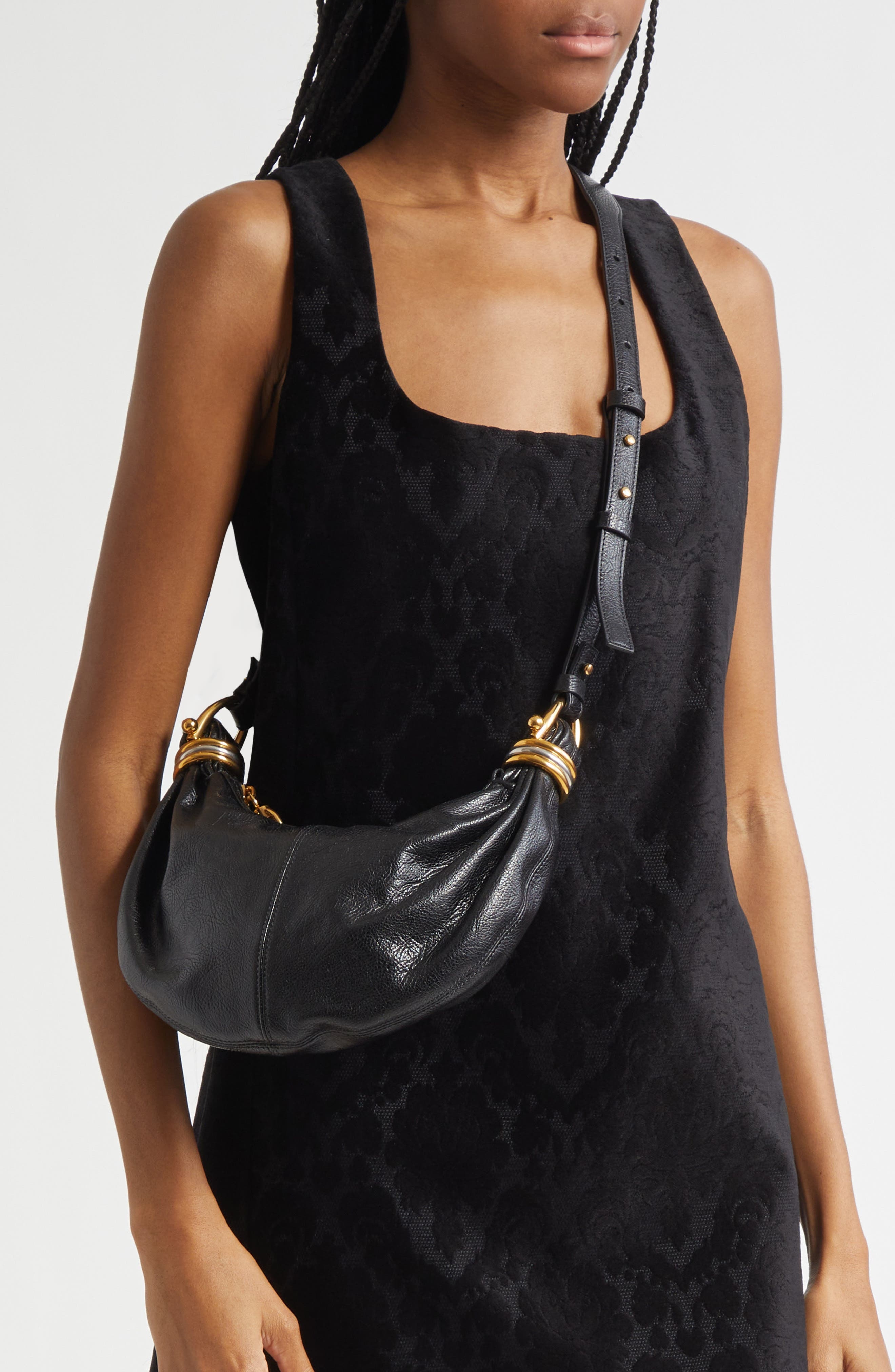 Chloé Mini Bracelet Leather Hobo Bag in Black at Nordstrom - 4