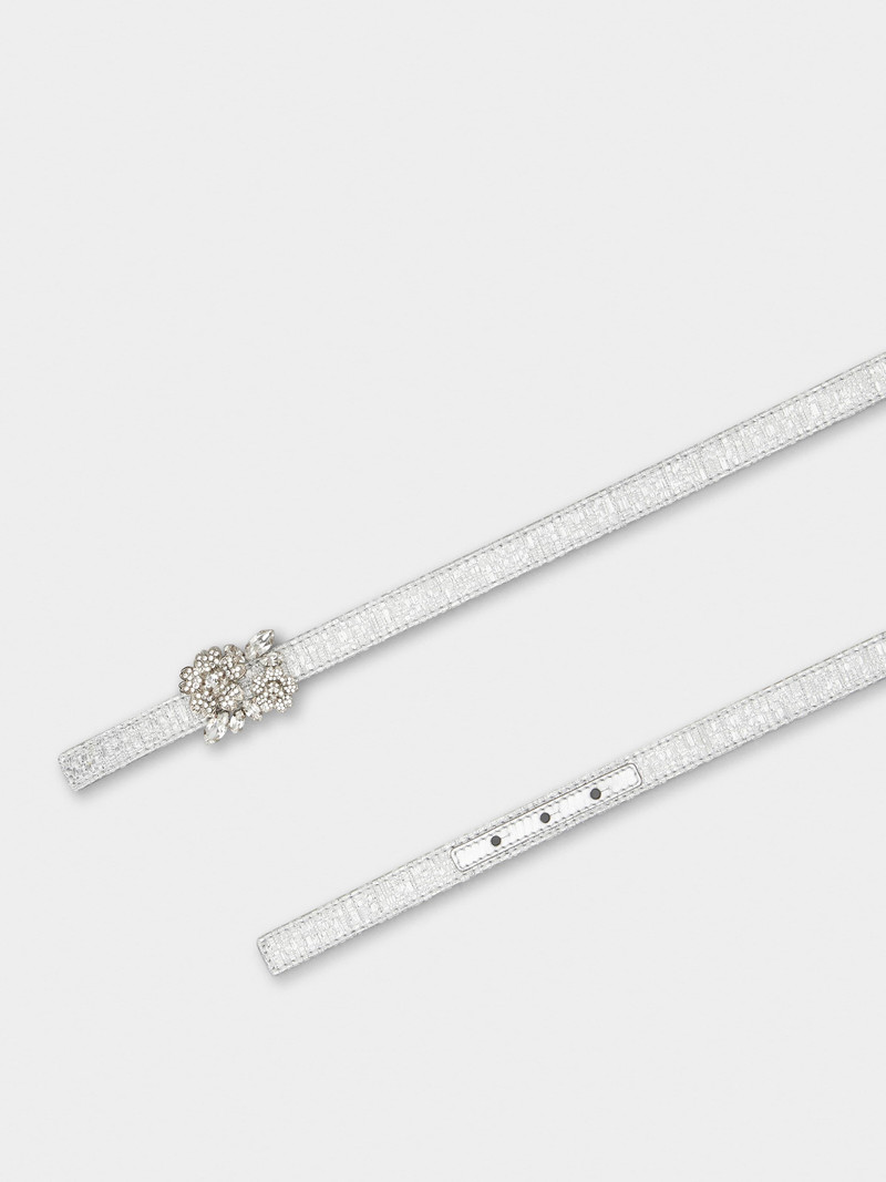Roger Vivier Bouquet Strass Buckle Belt in Fabric outlook