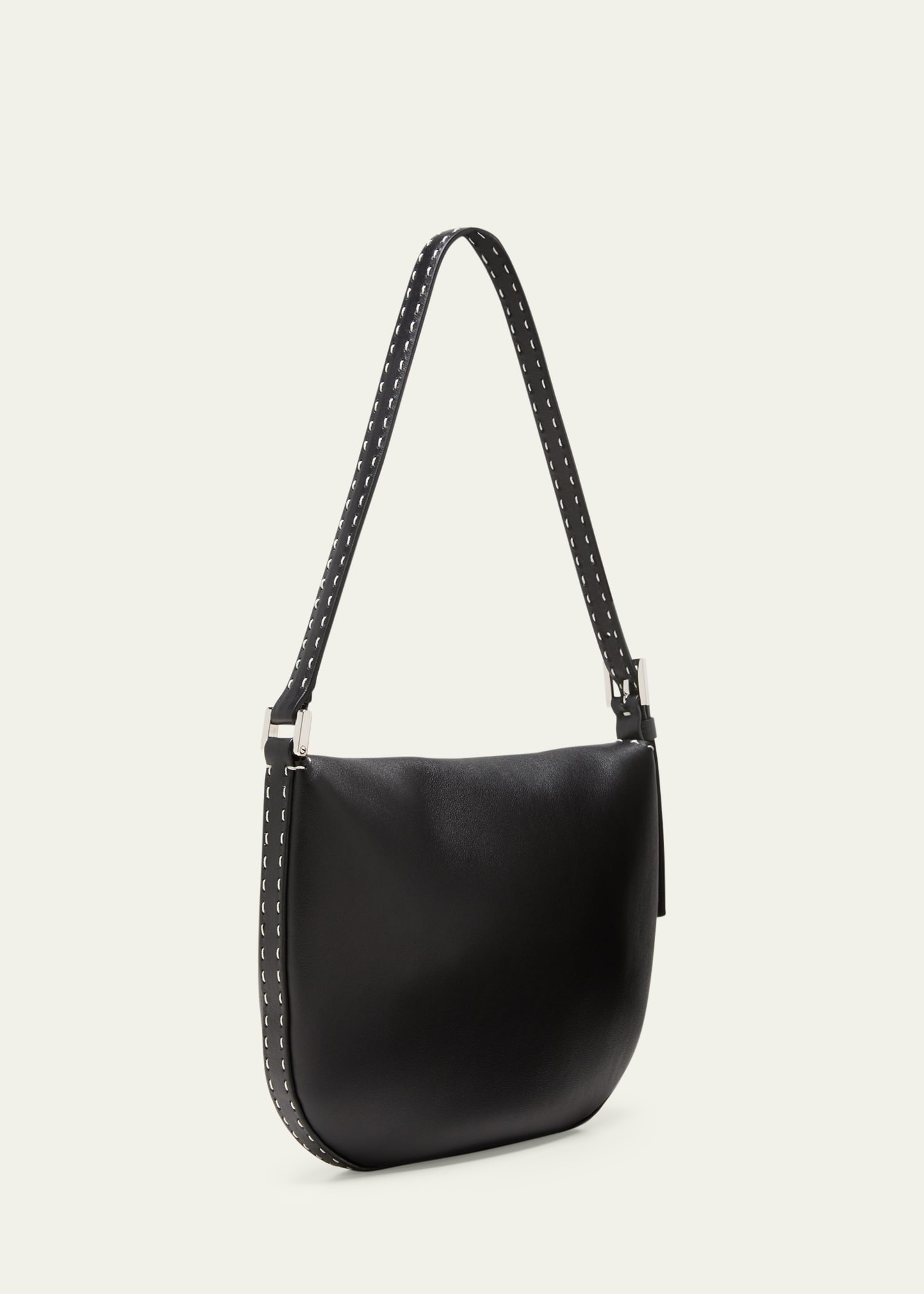 Tondo Small Stitched Leather Hobo Bag - 3